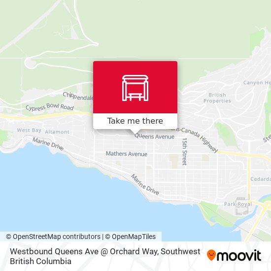 Westbound Queens Ave @ Orchard Way map