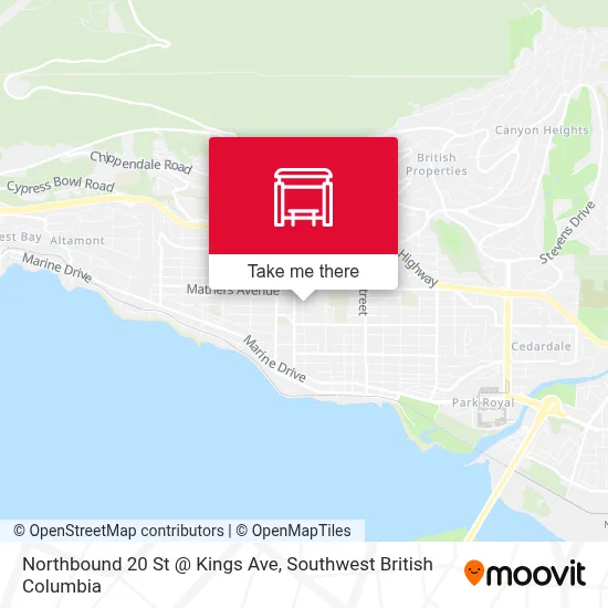 Northbound 20 St @ Kings Ave map