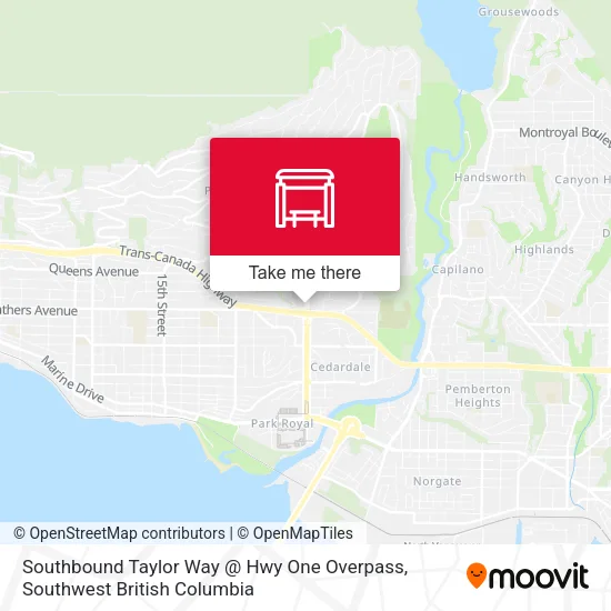 Southbound Taylor Way @ Hwy One Overpass map