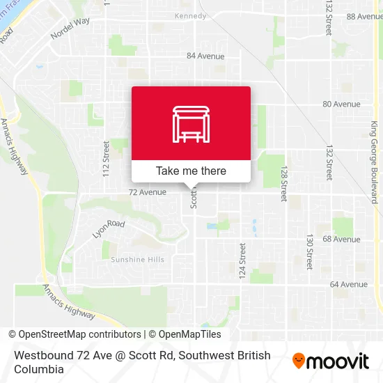 Westbound 72 Ave @ Scott Rd map