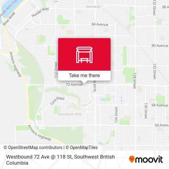 Westbound 72 Ave @ 118 St map
