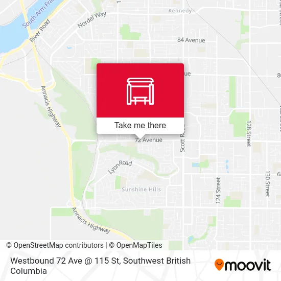 Westbound 72 Ave @ 115 St map