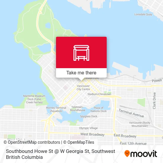 Southbound Howe St @ W Georgia St map