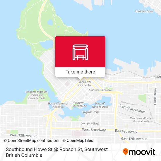 Southbound Howe St @ Robson St map