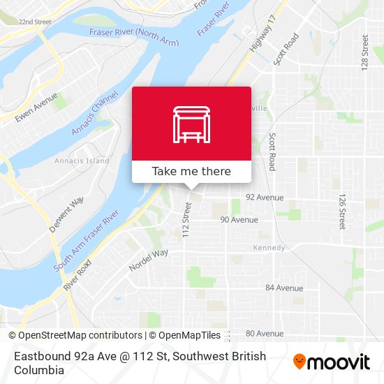 Eastbound 92a Ave @ 112 St map