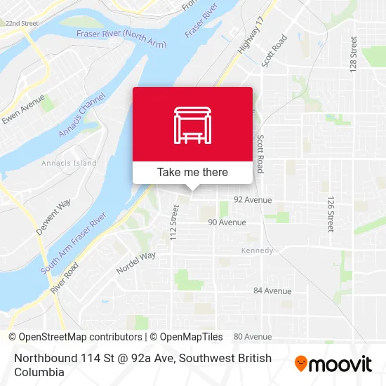 Northbound 114 St @ 92a Ave map