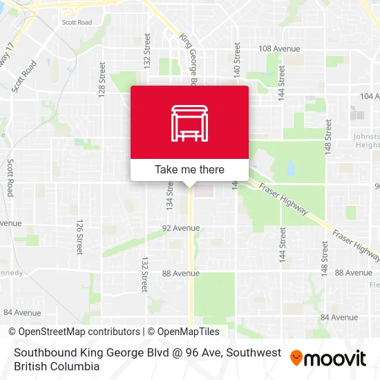Southbound King George Blvd @ 96 Ave map