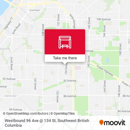 Westbound 96 Ave @ 134 St map