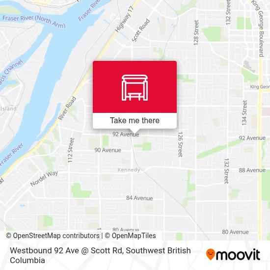 Westbound 92 Ave @ Scott Rd map