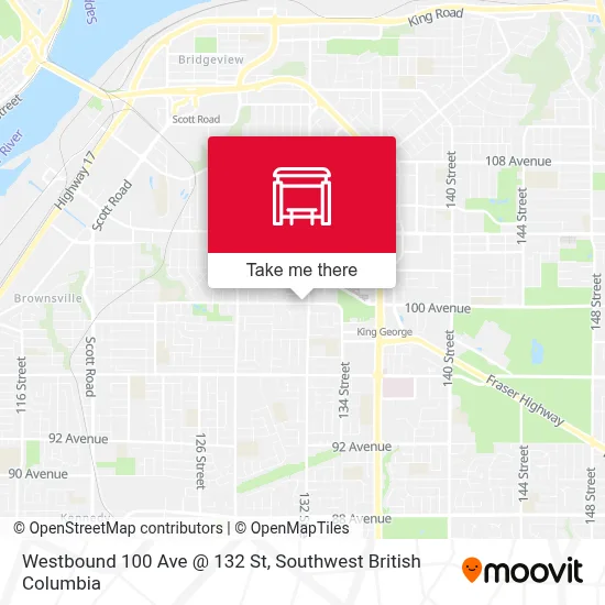 Westbound 100 Ave @ 132 St map