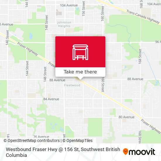 Westbound Fraser Hwy @ 156 St map