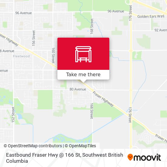 Eastbound Fraser Hwy @ 166 St map