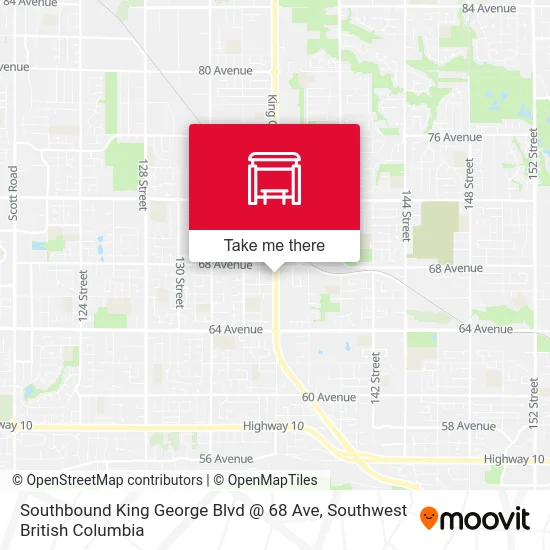Southbound King George Blvd @ 68 Ave map