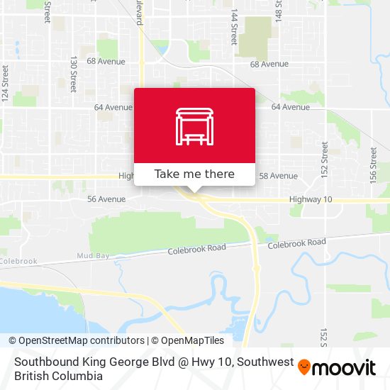 Southbound King George Blvd @ Hwy 10 map