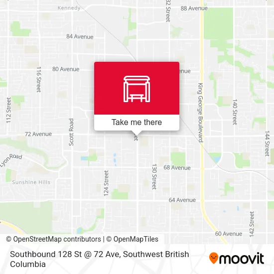 Southbound 128 St @ 72 Ave map