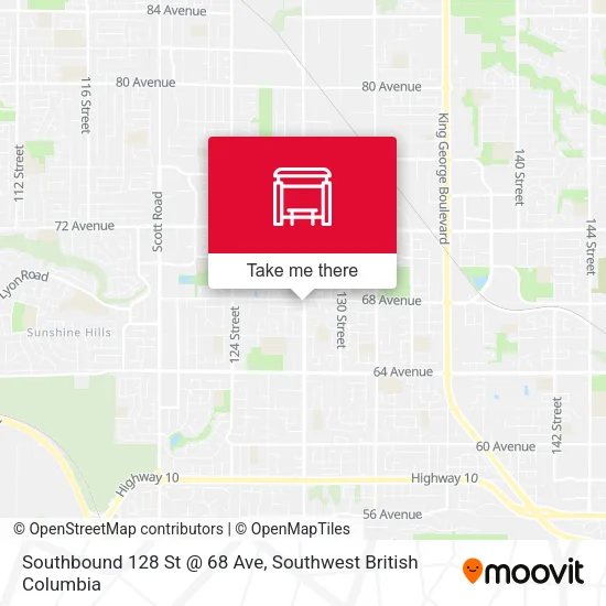 Southbound 128 St @ 68 Ave map