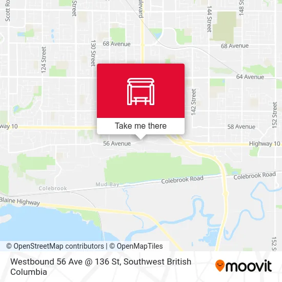 Westbound 56 Ave @ 136 St map