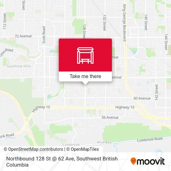 Northbound 128 St @ 62 Ave map