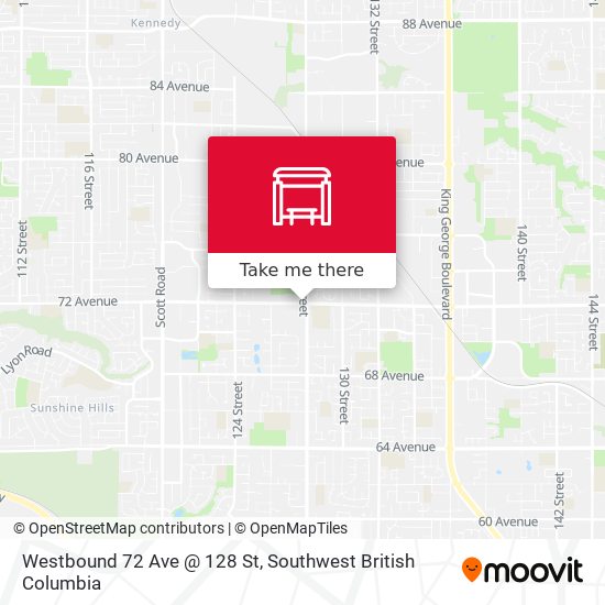 Westbound 72 Ave @ 128 St map