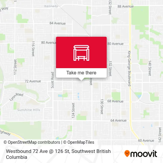 Westbound 72 Ave @ 126 St map