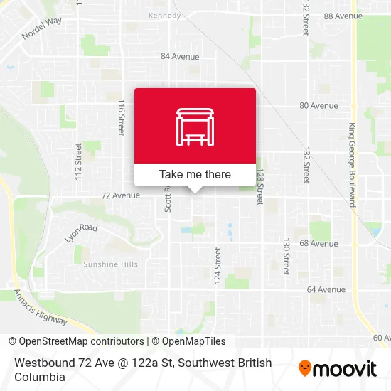 Westbound 72 Ave @ 122a St map