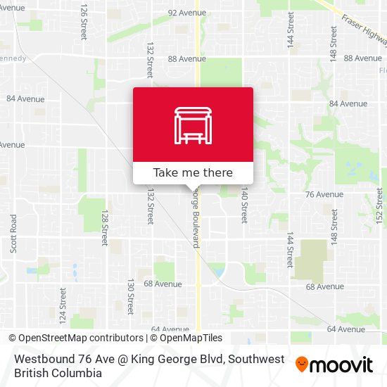 Westbound 76 Ave @ King George Blvd map