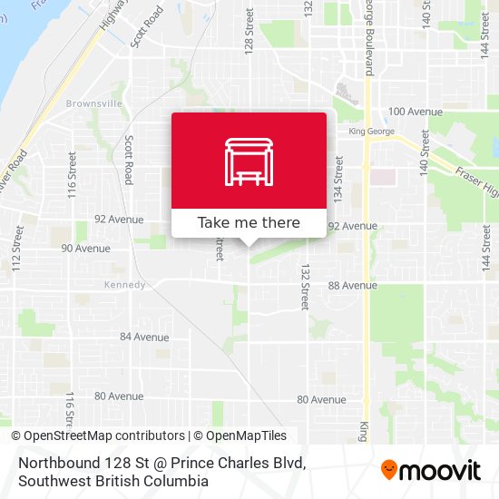 Northbound 128 St @ Prince Charles Blvd map
