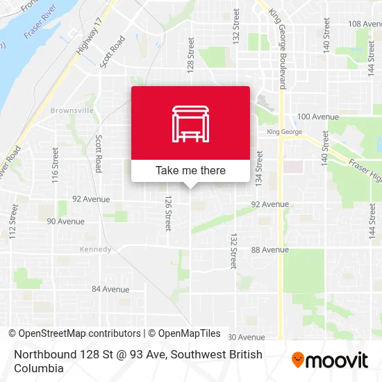 Northbound 128 St @ 93 Ave map