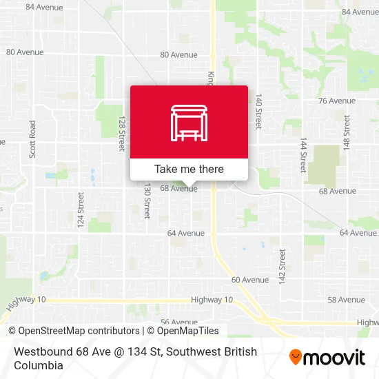 Westbound 68 Ave @ 134 St map