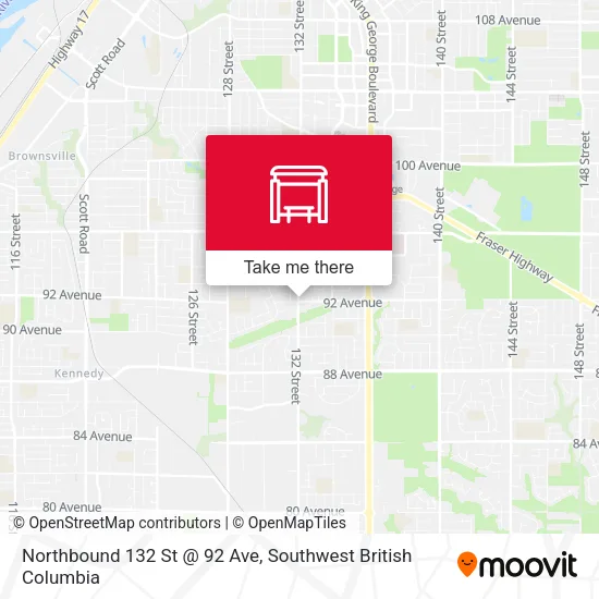 Northbound 132 St @ 92 Ave map