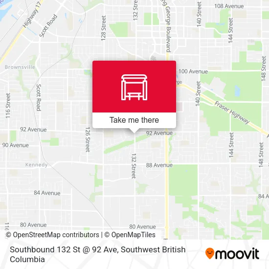 Southbound 132 St @ 92 Ave map