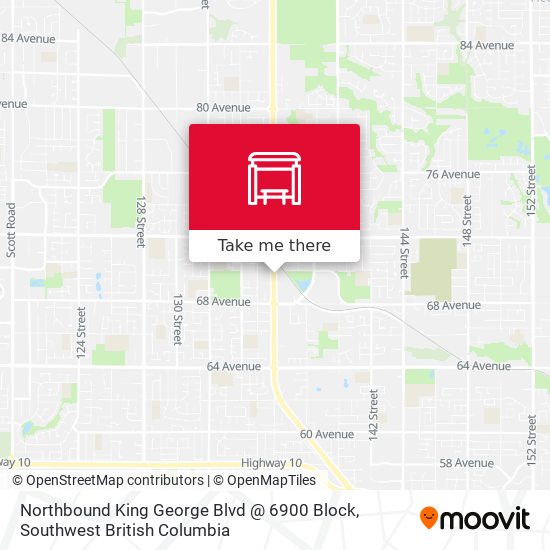 Northbound King George Blvd @ 6900 Block map