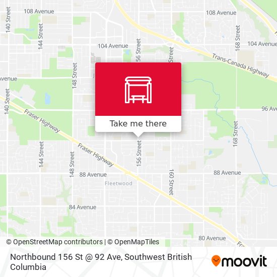 Northbound 156 St @ 92 Ave map