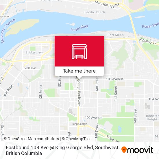 Eastbound 108 Ave @ King George Blvd map