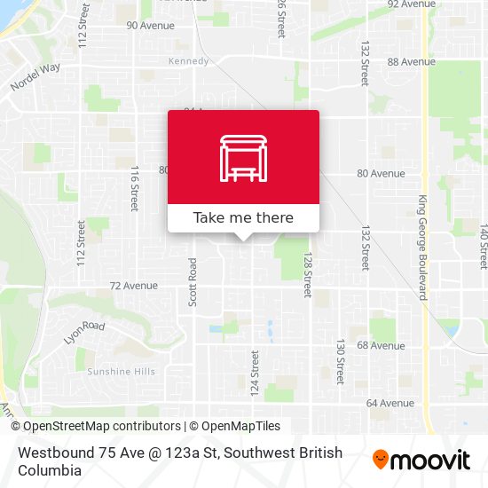 Westbound 75 Ave @ 123a St map