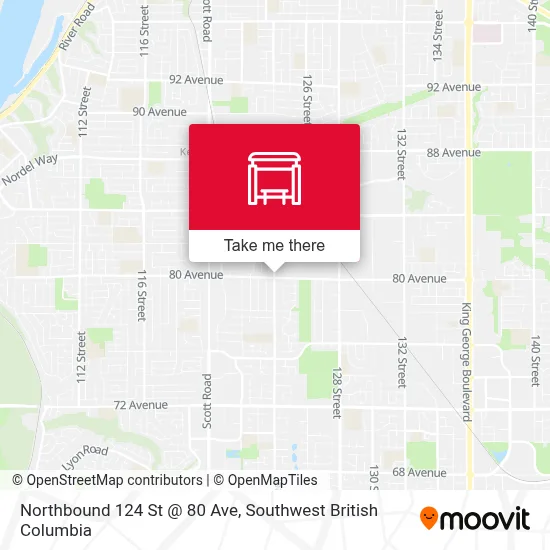 Northbound 124 St @ 80 Ave map
