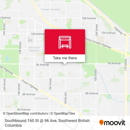 Southbound 160 St @ 96 Ave map
