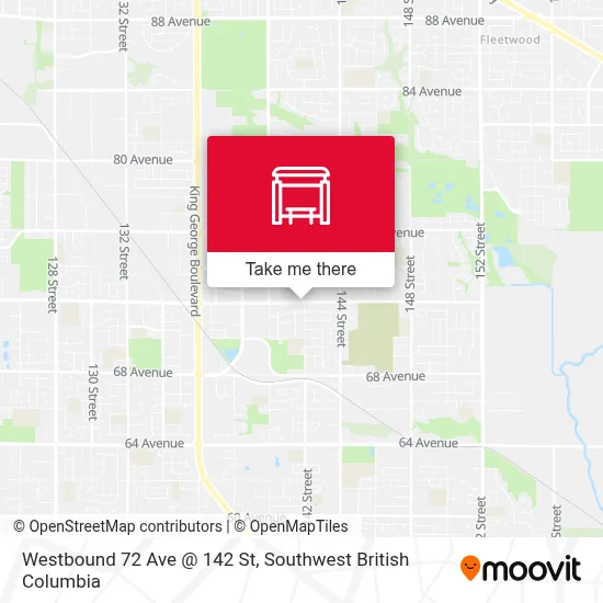 Westbound 72 Ave @ 142 St map