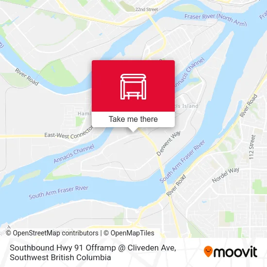 Southbound Hwy 91 Offramp @ Cliveden Ave map