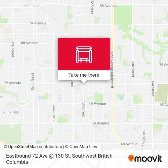 Eastbound 72 Ave @ 130 St map