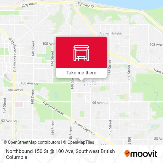 Northbound 150 St @ 100 Ave map