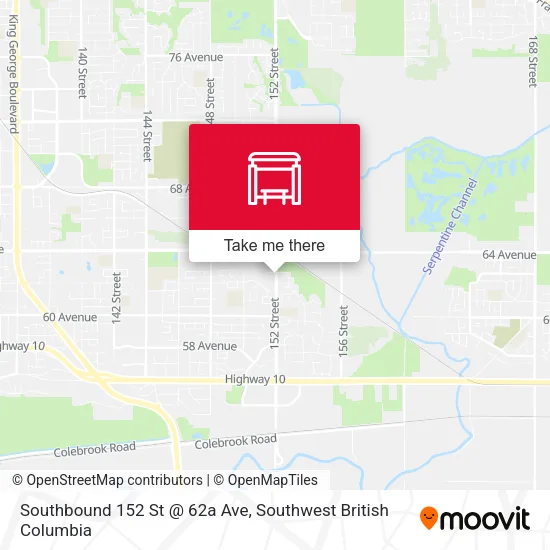 Southbound 152 St @ 62a Ave map