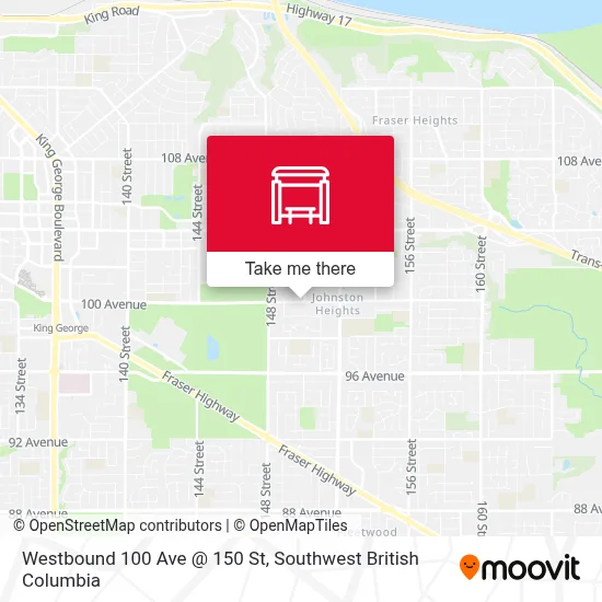 Westbound 100 Ave @ 150 St map