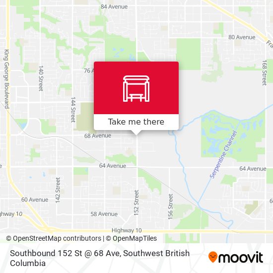 Southbound 152 St @ 68 Ave map