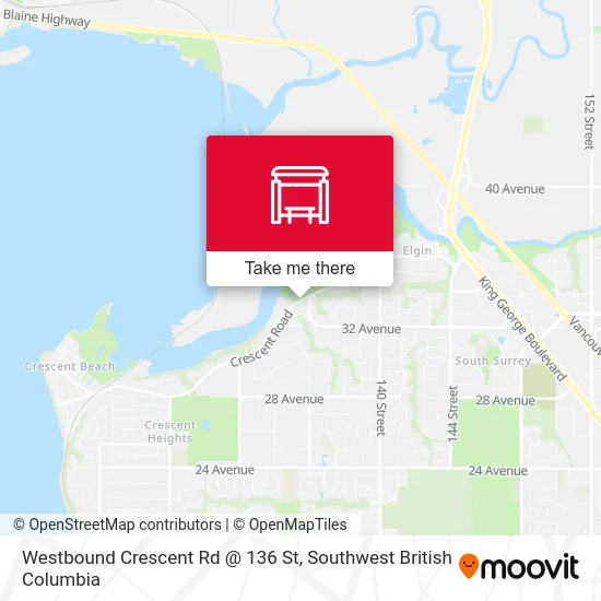 Westbound Crescent Rd @ 136 St map
