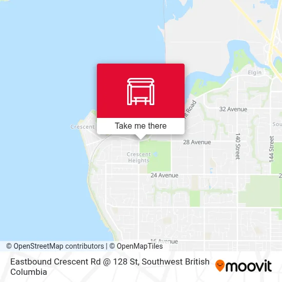 Eastbound Crescent Rd @ 128 St map