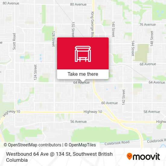 Westbound 64 Ave @ 134 St map