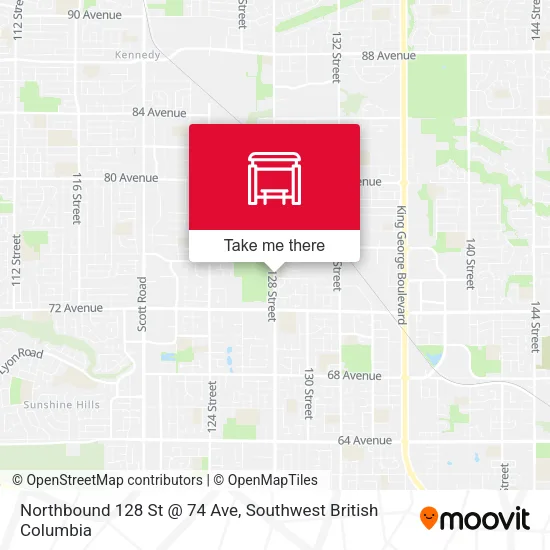 Northbound 128 St @ 74 Ave map