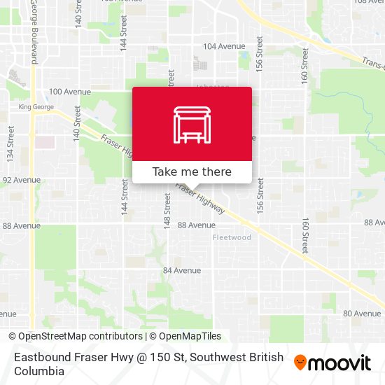 Eastbound Fraser Hwy @ 150 St map