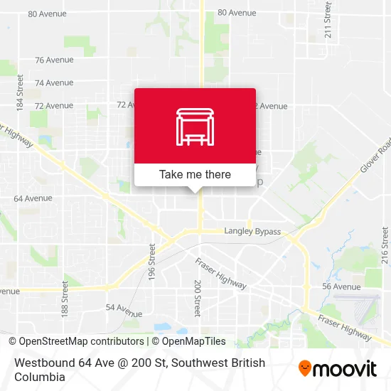 Westbound 64 Ave @ 200 St map